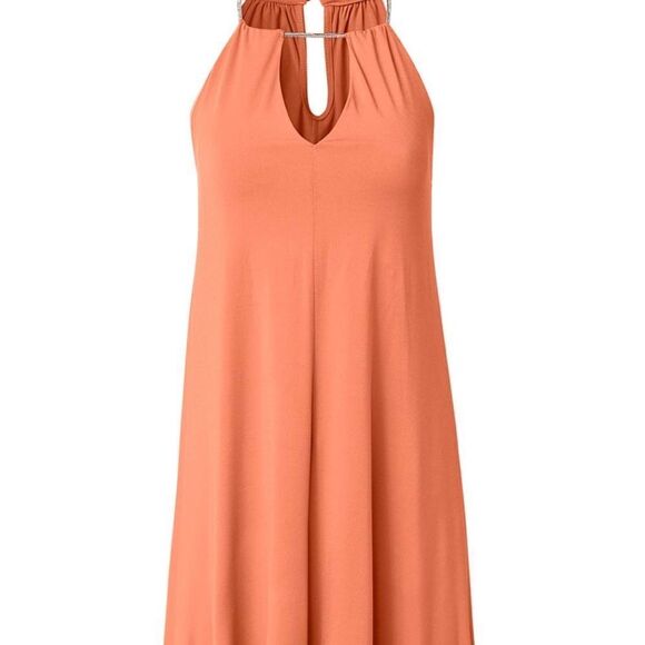 Coral Keyhole Cocktail Dress Med New - Picture 6 of 13